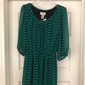 Green and Black Dress